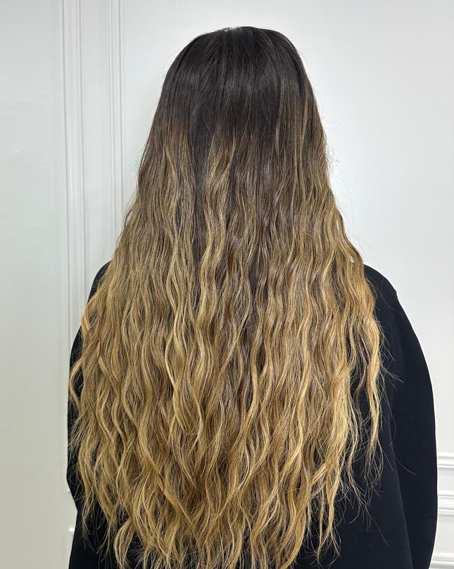 AUDREY - balayage blond doré à racines chatain foncé